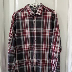 RW&CO Burgundy Plaid Button Down Shirt Mens Large Fitted